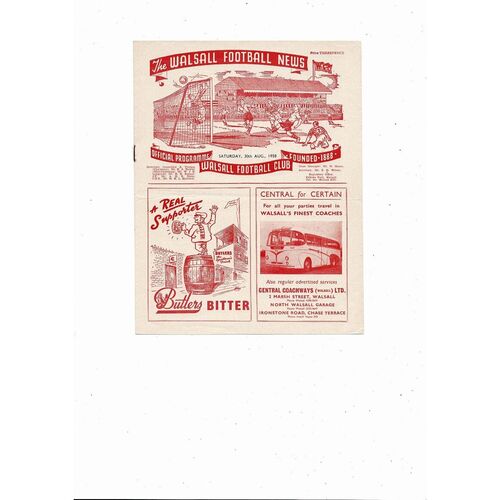 1958/59 Walsall v Gillingham Football Programme