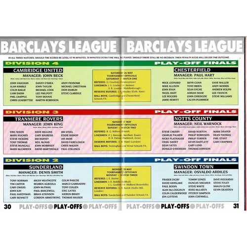 1990 Play Off Finals All three Divisions Football Programme + Press Cuttings