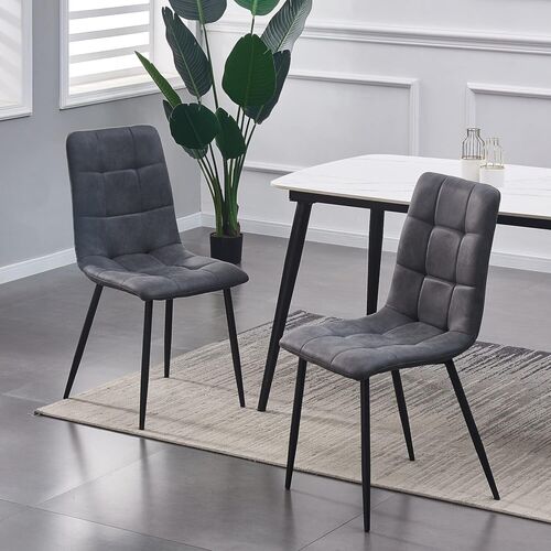 mcc direct Set of 2 Faux Matte Suede Leather Dining Chairs With metal Legs home& restaurants henri