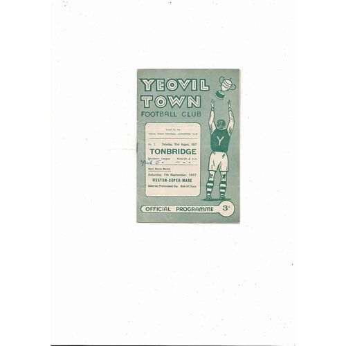 1957/58 Yeovil Town v Tonbridge Southern League Football Programme