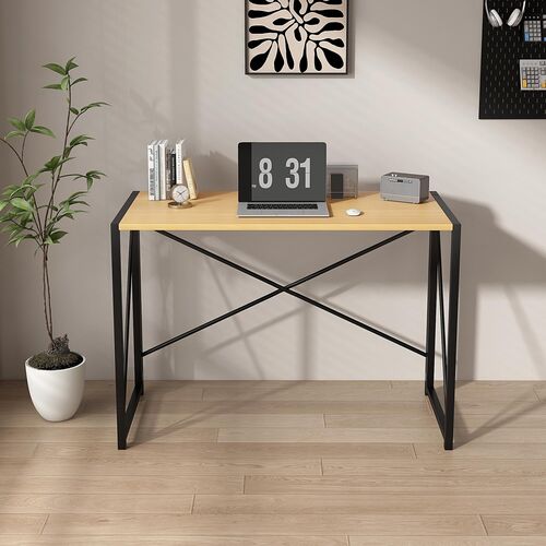Folding Desk 80 cm Foldable Computer Desk Table No Assembly Home Office Miami (Natural)