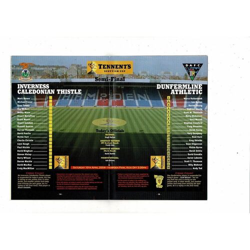 2004 Inverness v Dunfermline Scottish Cup Semi Final Football Programme