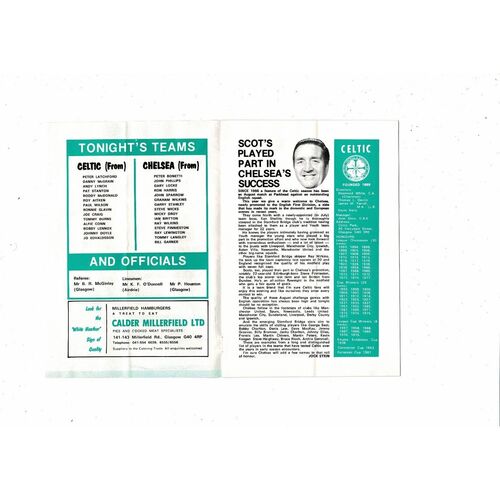 Celtic v Chelsea Friendly Football Programme 1977/78
