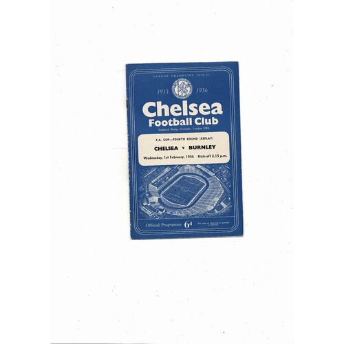 1955/56 Chelsea v Burnley FA Cup Replay Football Programme