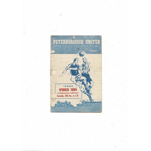 Peterborough United v Ipswich Town FA Cup Football Programme 1955/56