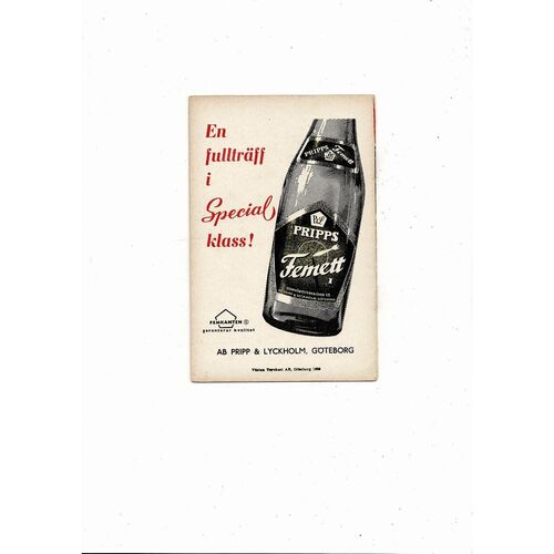 Kamraterna v Helsingborgs Swedish Football Programme 1959/60