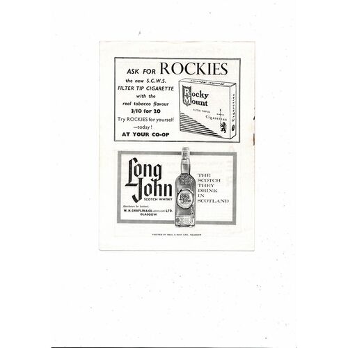 1961/62 Rangers v St. Johnstone Scottish League Cup Semi Final Programme