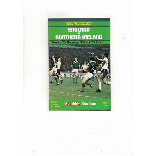 1982 England v Northern Ireland Football Programme