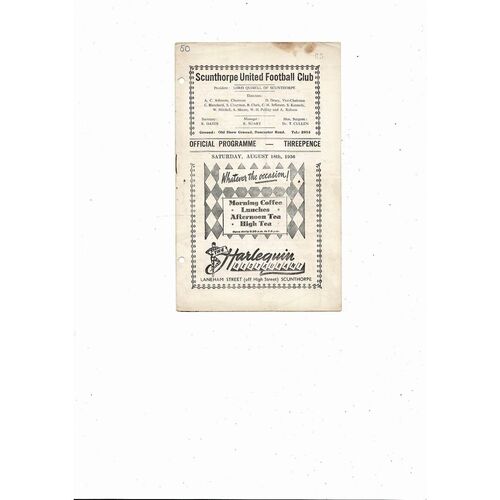 1956/57 Scunthorpe United v Darlington Football Programme