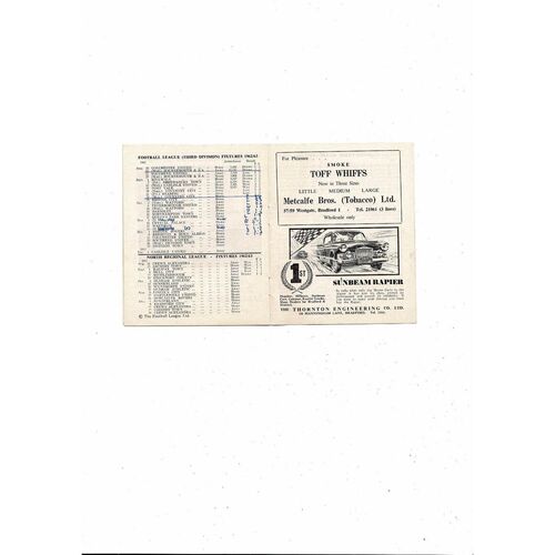 1962/63 Bradford Park Avenue v Coventry City Football Programme