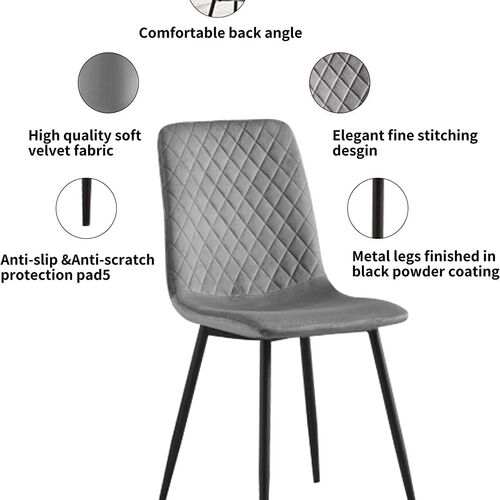 mcc direct Designer Velvet Fabric Dining Chairs Metal Legs Lexi Chairs(Set of 2/Set of 4)