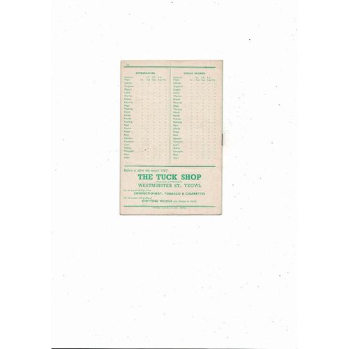 1954/55 Yeovil Town v Hereford United Southern League Football Programme