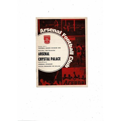 1970/71 Arsenal v Crystal Palace Football Programme