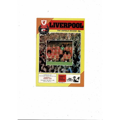 Liverpool v Widzew Lodz European Cup Football Programme 1982/83