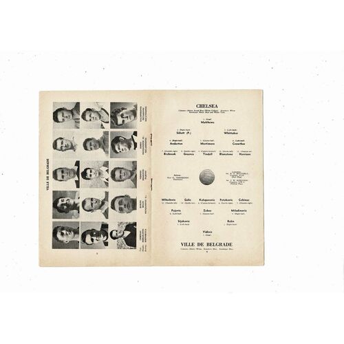 Chelsea v Ville de Belgrade Fairs Cup Football Programme 1958/59