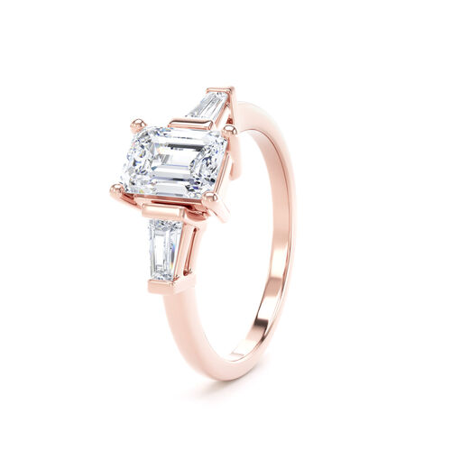 Emerald cut and tapered baguette diamond trilogy