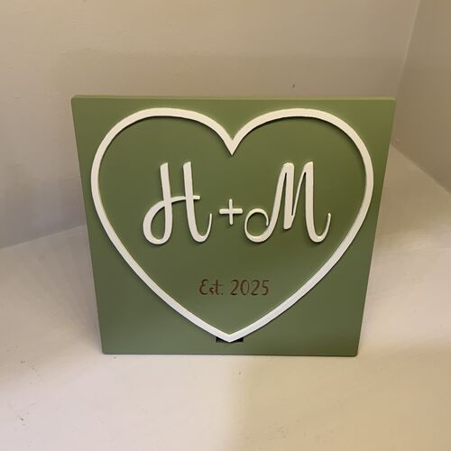 Custom Wooden Heart Plaque with Initials