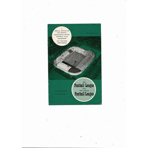 Football League v Italian League Football Programme 1961 @ Manchester United