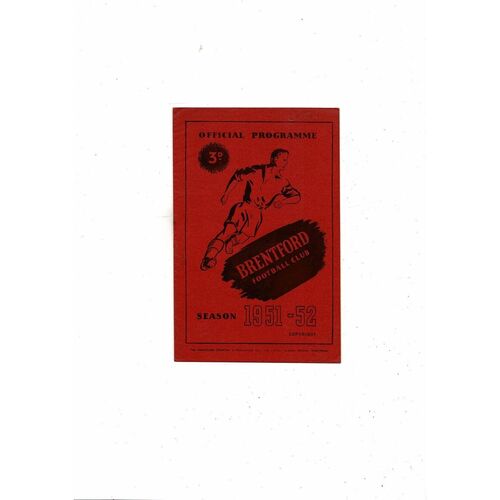 1951/52 Brentford v Luton Town FA Cup Replay Football Programme Feb 6th