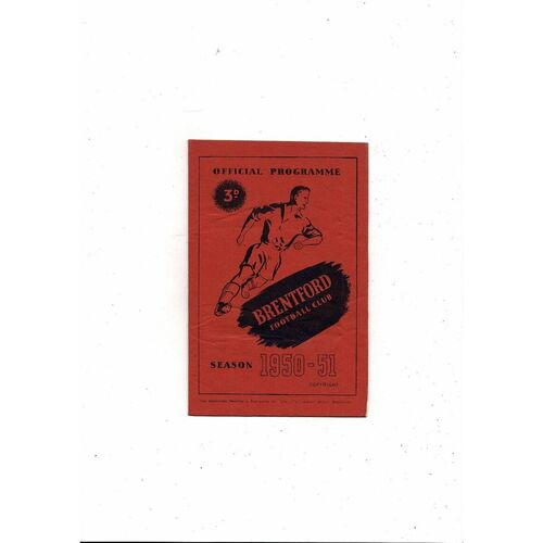 1950/51 Brentford v Hull City Football Programme