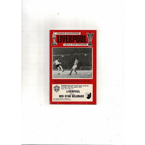 Liverpool v Red Star European Cup Football Programme 1973/74 + League Review