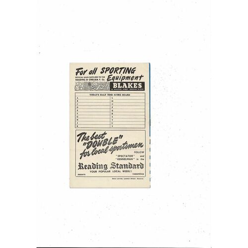 Reading v Circle Athletic (Paris) Friendly Football Programme 1955/56