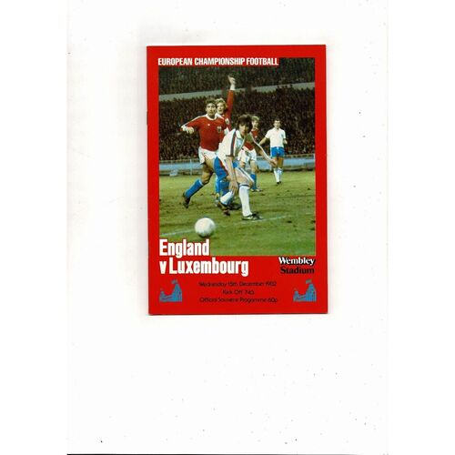 1982 England v Luxembourg Football Programme
