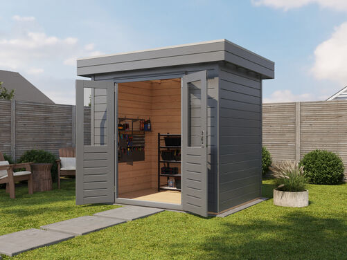 2.4mtr x 1.8mtr 28mm walled Flat Roof Cabin