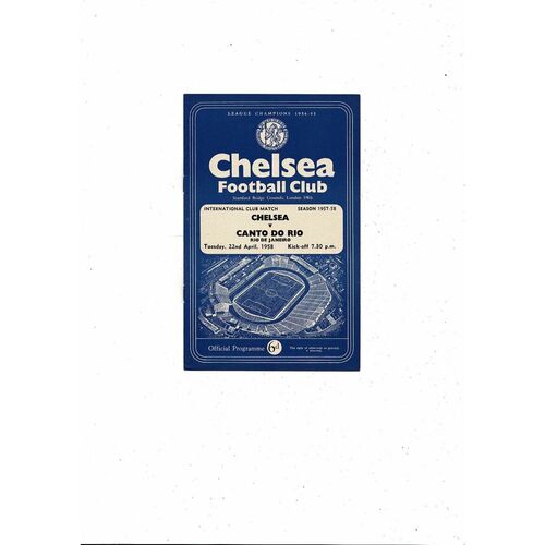 Chelsea v Canto Do Rio Friendly Football Programme 1957/58