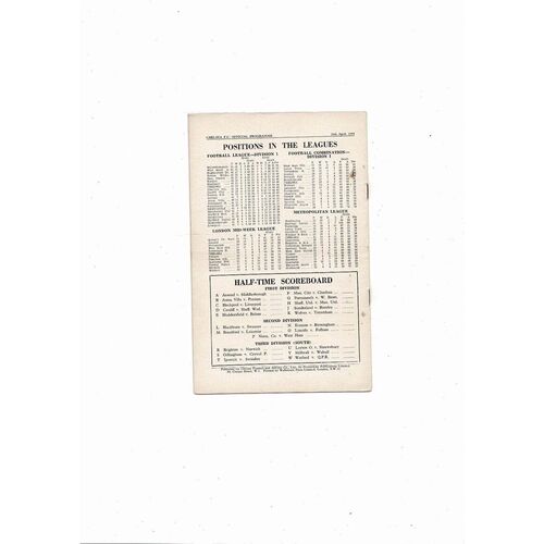 1953/54 Chelsea v Newcastle United Football Programme