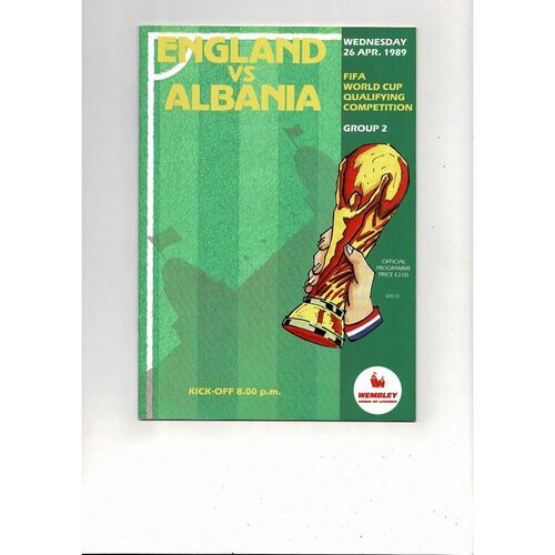 1989 England v Albania Football Programme
