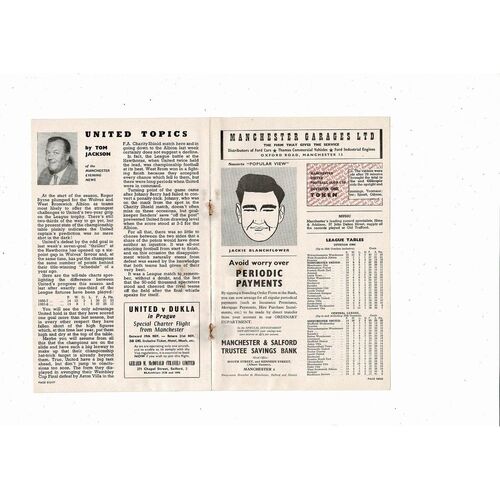 1957/58 Manchester United v Burnley Football Programme