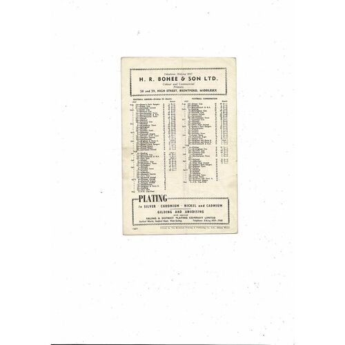 1957/58 Brentford v Aldershot Football Programme