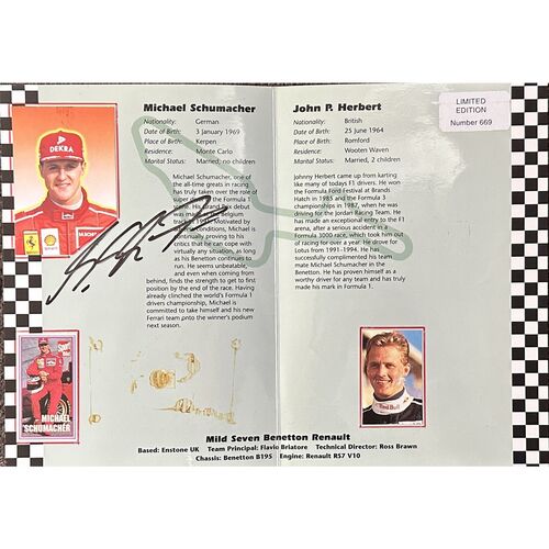 Formula 1 1995 Leaflet Signed by Michael Schumacher