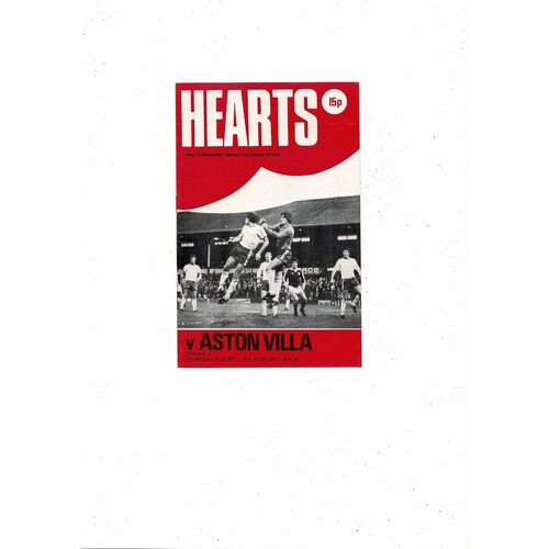 Hearts v Aston Villa Friendly Football Programme 1979/80