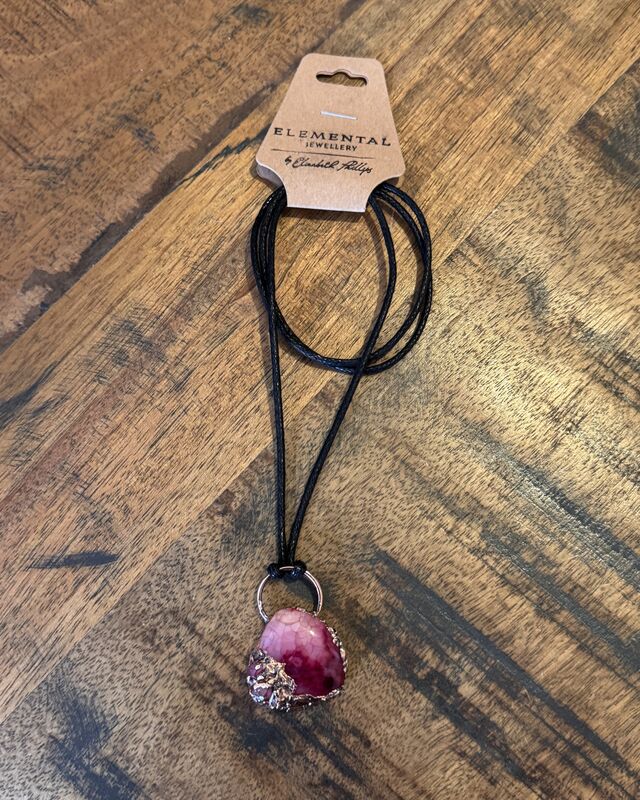Spider quartz and tourmaline copper dipped necklace