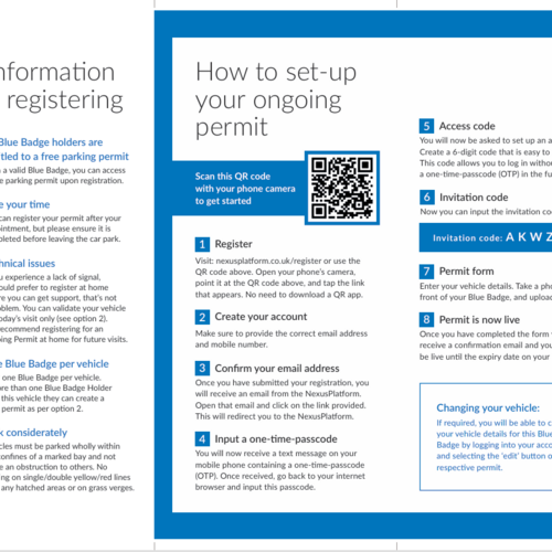 Page 2 of Blue Badge registration brochure
