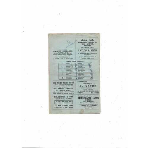1957/58 Chester v Stockport County Football Programme