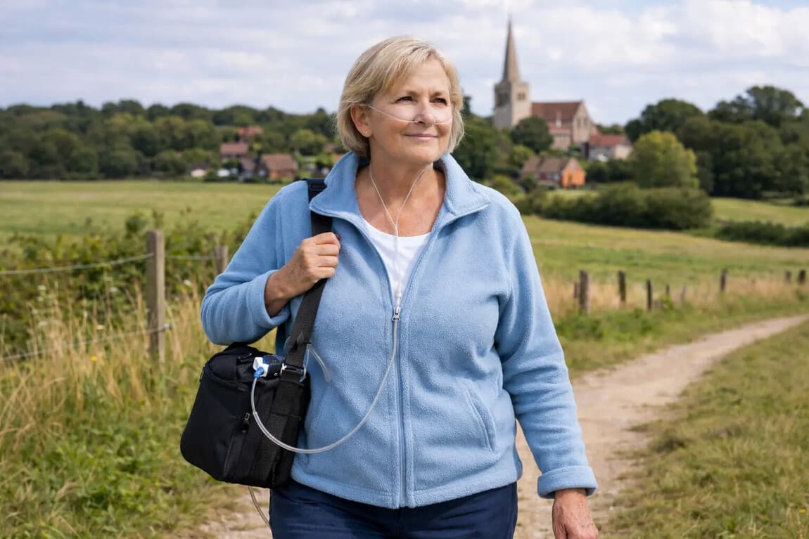 Respiratory rehabilitation physiotherapy helping a patient improve walking tolerance and breathing