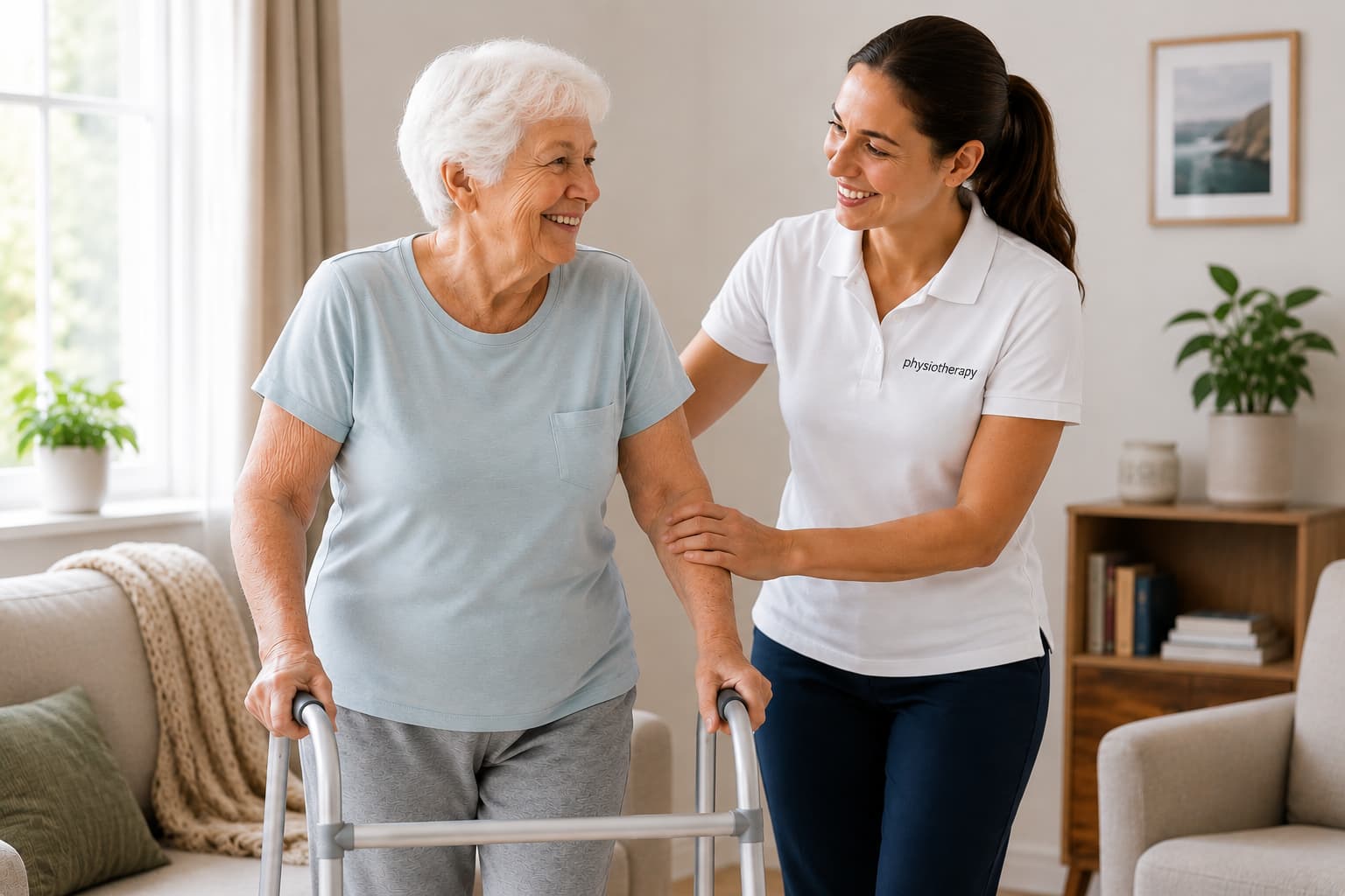 Specialist physiotherapy at home in Richmond supporting an older adult with mobility