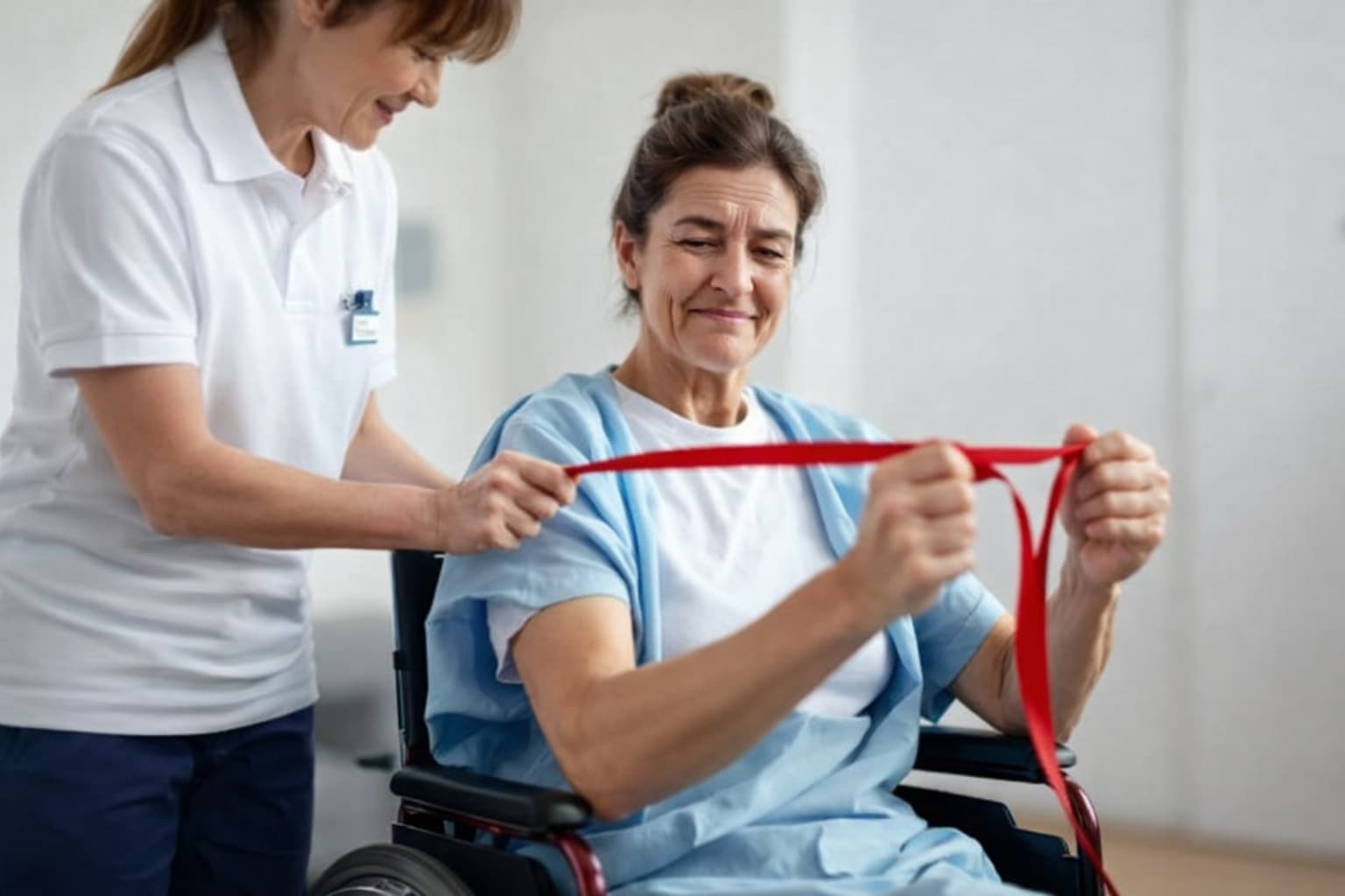 Stroke physiotherapy rehabilitation session with physiotherapist