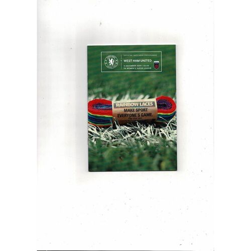2020/21 Chelsea v West Ham United Womens Super League Football Programme