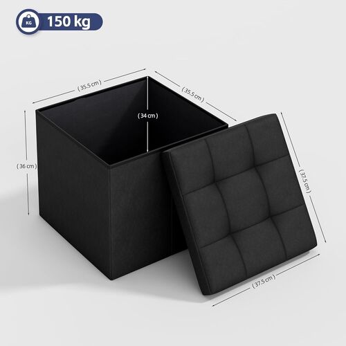 mcc direct Foldable Storage Ottoman, Small Footrest Cube, Storage Bench with Lid, 1 Storage Box for Bedroom & Living Room, 36 cm