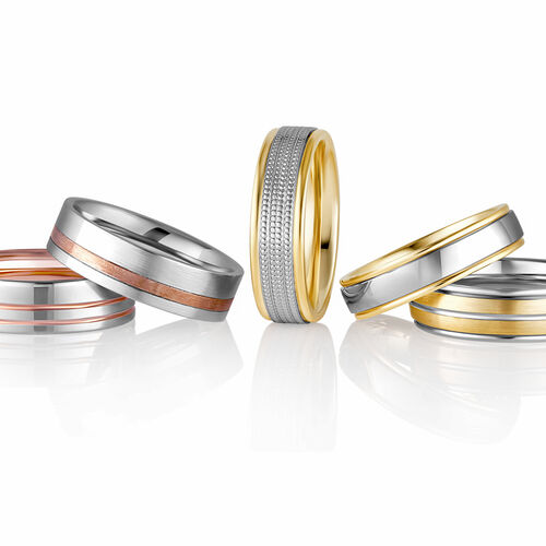 9ct 6mm TWO COLOUR diamond cut mille-grain flat court ring