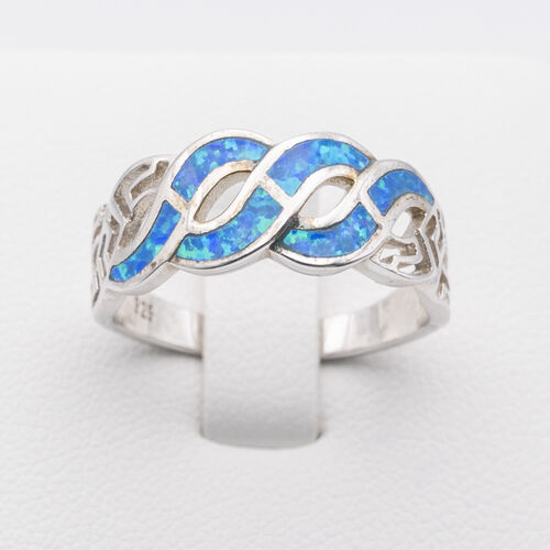 Bezel set blue opalite stone on 925 sterling silver ring