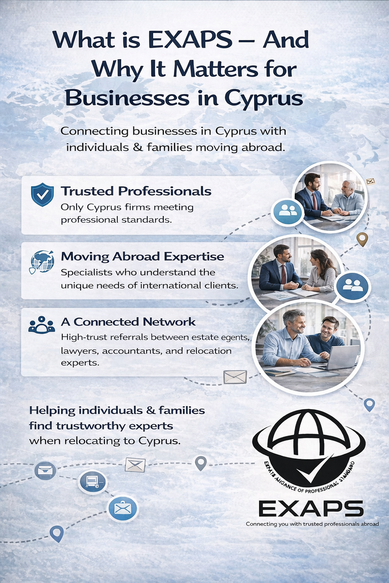 What is EXAPS - And Why It Matters for Businesses in Cyprus | Expats Alliance of Professional Standard | Trusted Professionals for Individuals and Families Moving Abroad | Expat Services Directory | Real Estate Lawyers and Accountants Europe