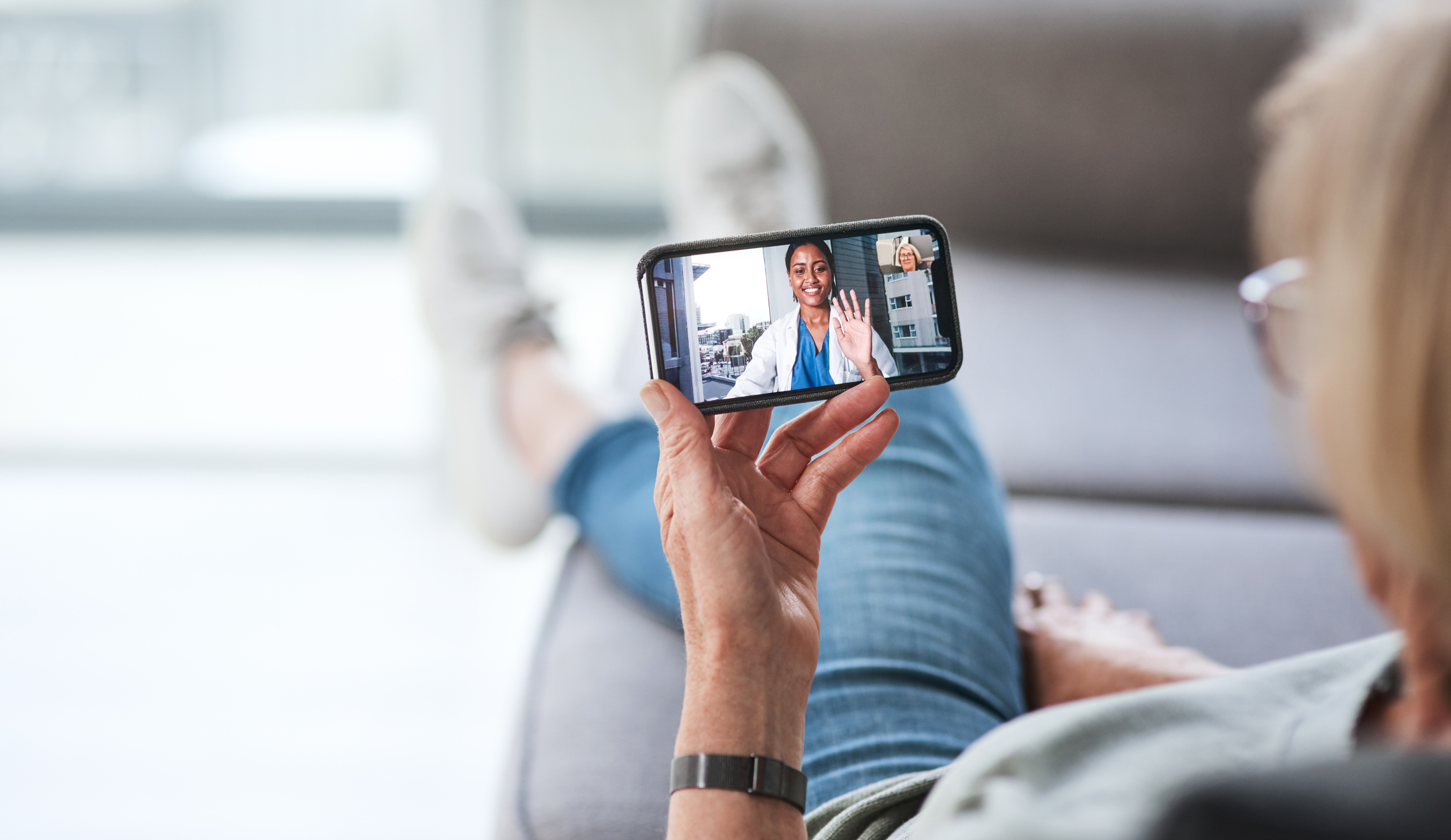 Person having a digital GP video consultation