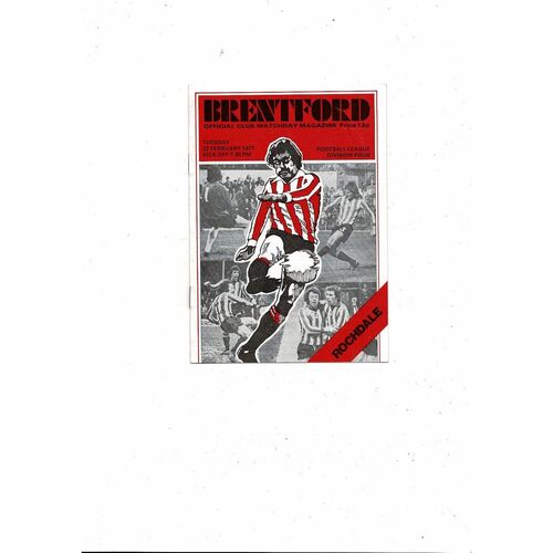 1976/77 Brentford v Rochdale Football Programme
