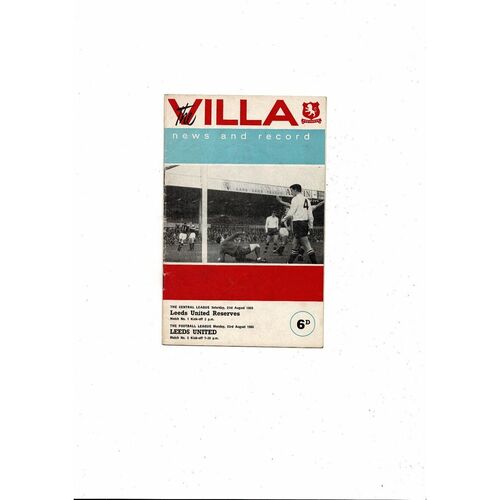1965/66 Aston Villa v Leeds United  & Leeds Reserves Double Football Programme
