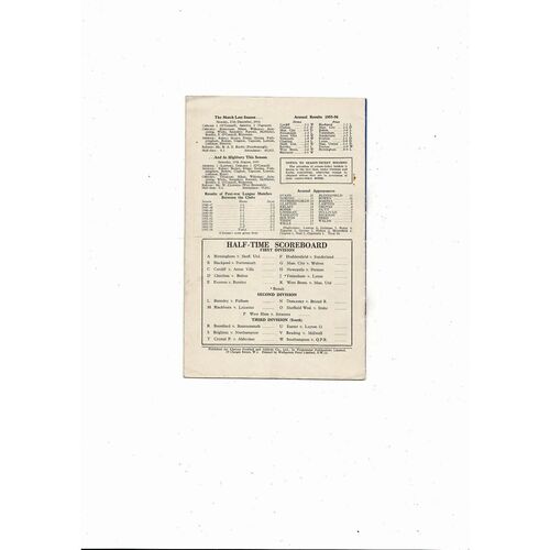 1955/56 Chelsea v Arsenal Football Programme